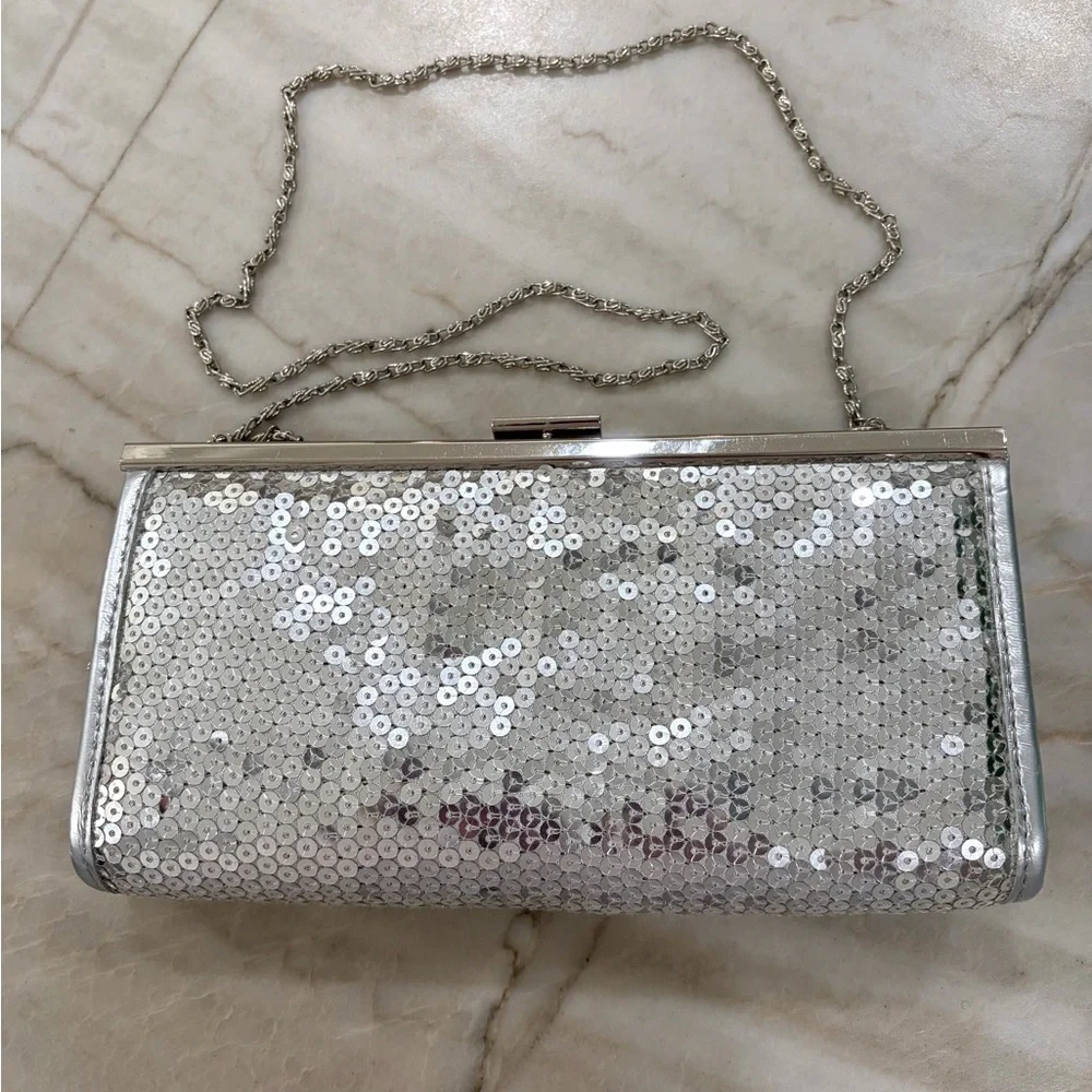 Worthington Silver Sequin Clutch